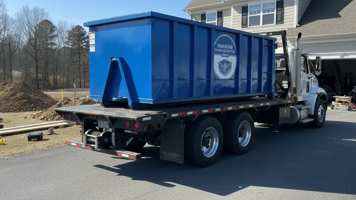 Roll-off dumpster delivery serving Vinton, Virginia from Roanoke Roll-off dumpster delivery serving Vinton, Virginia from Roanoke